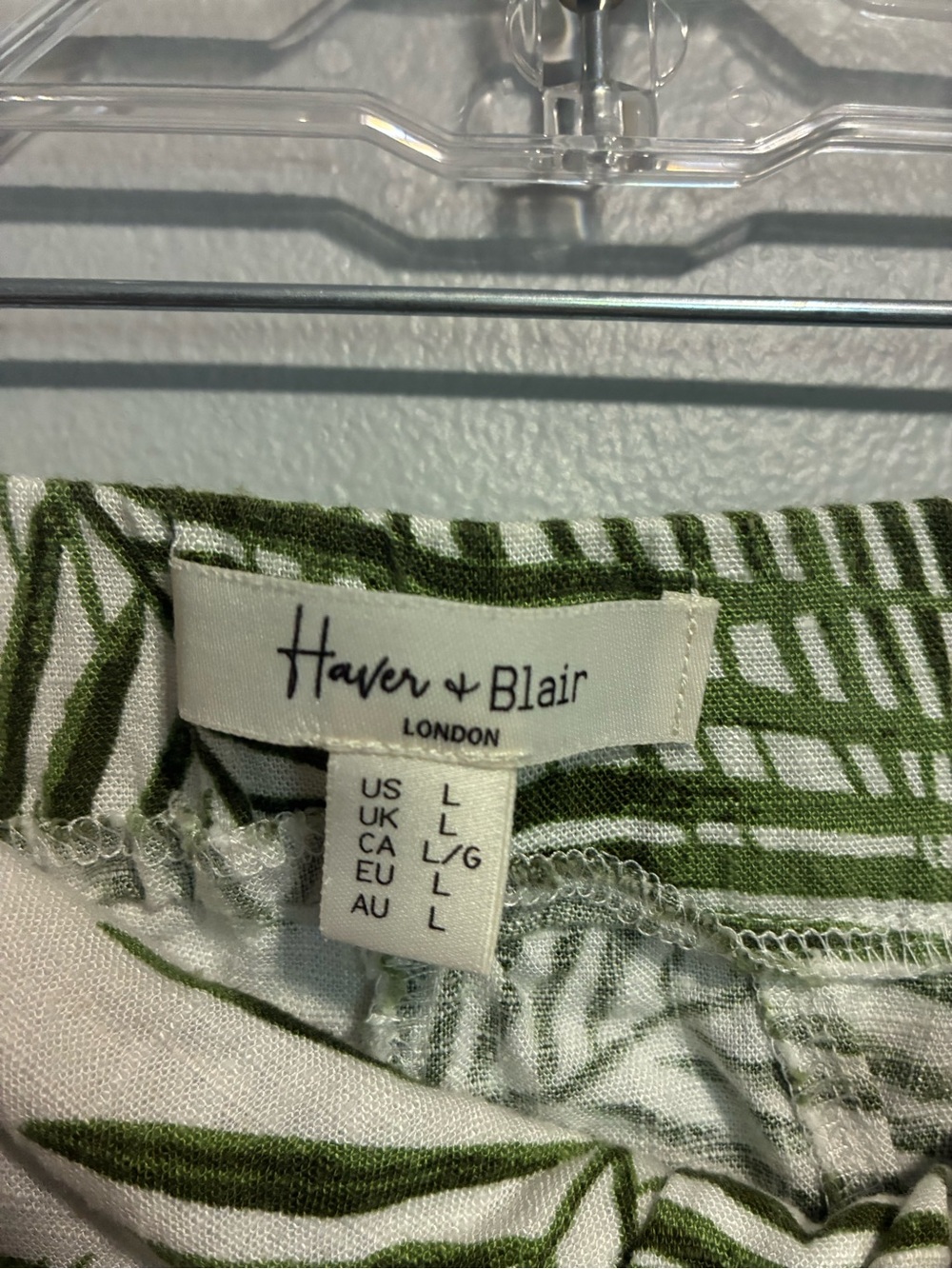 Haven & Blair Tropical Palm Print Cropped Wide-Leg Pants Linen Blend– Size Large - Picture 3 of 7